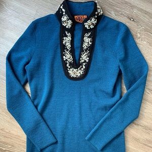 Tory Burch Sweater with Bead and Pearl Detailing